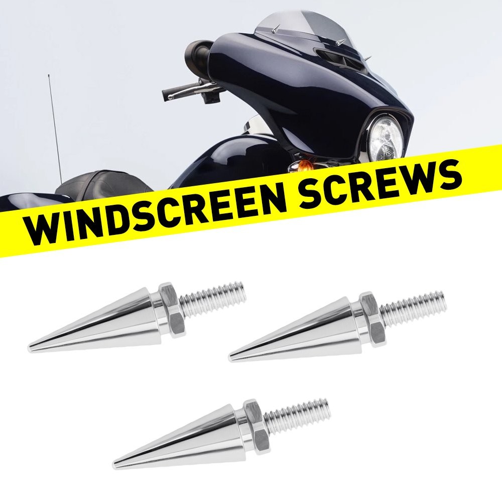 3PCS For 1996-2013 Harley Electra/Street Glide Silver Kit Spike Windshield Bolt
