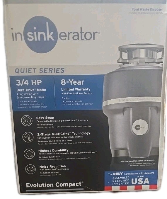 InSinkErator Evolution Compact 3/4 HP Garbage Disposal Quiet Series DAMAGE Box