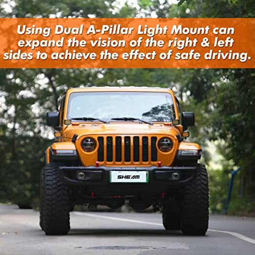 Dual A-Pillar Light Mounting - Windshield LED Light Brackets for Off Black-A