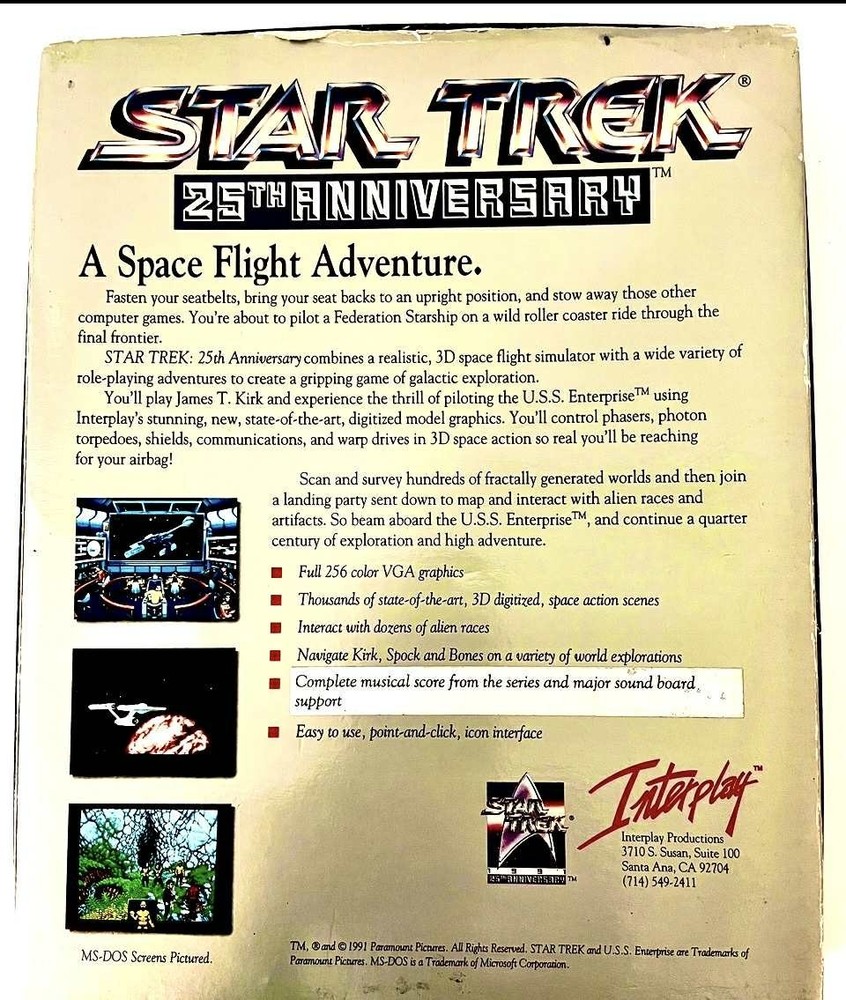 1991- Interplay- Paramount-Star Trek- 25th Anniversary- Space Flight Adventure