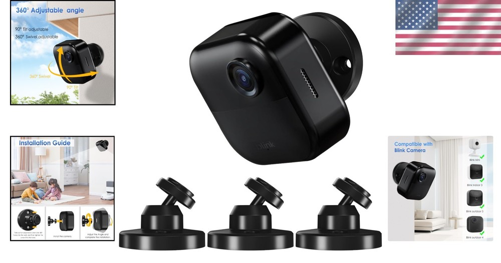 High-Quality 360° Adjustable Mount - 3 Pack for Blink Cameras, Easy Install