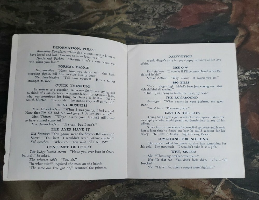 Vtg Forget-me-Not Jokes Greeting Card Book