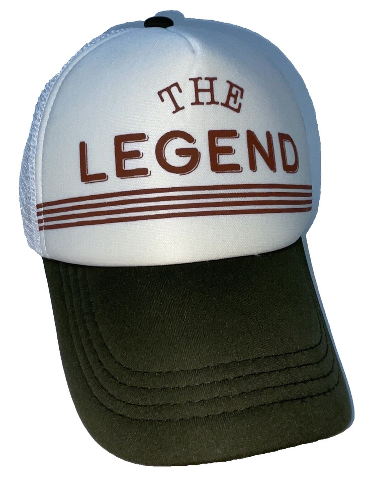 Ball Cap Hat Adjustable The Legend Mesh Back Army Green White Stripe Snapback