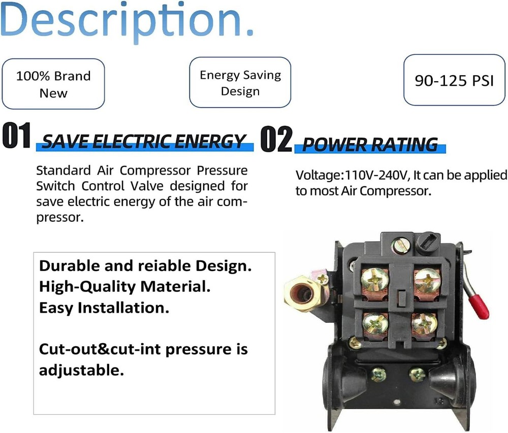 Craftsman Sears Air Compressor Pressure Switch W/ Unloader Replacement New