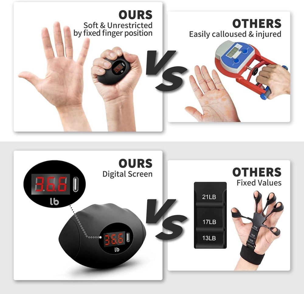 Hand grip trainer, rechargeable digital grip trainer
