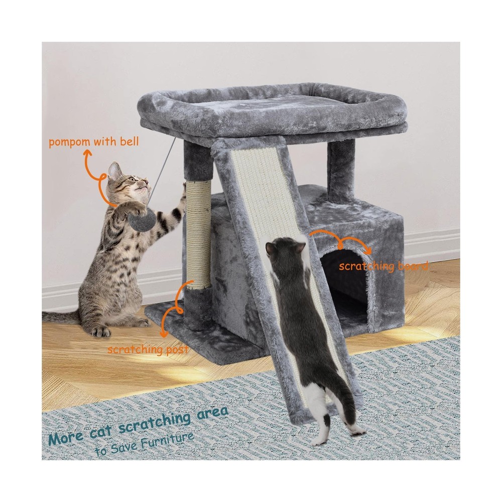 Small Cat Tree for Indoor Cats，Cat Tower with Scratching Post a... FAST U