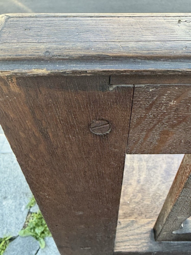 ANTIQUE SOLID OAK HALL / FOYER BENCH WITH STORAGE