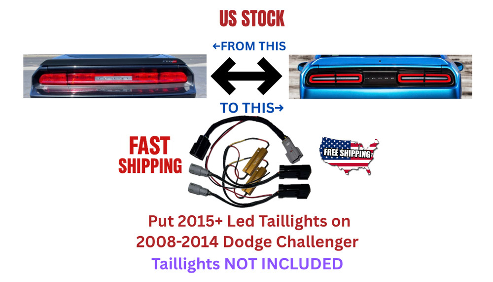 DODGE CHALLENGER 2008 -2014 TO 2015 + LED SRT  TAILLIGHT CONVERSION HARNESS