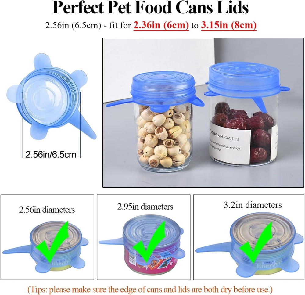 Silicone Can Lids 10 Pack, All 2.6'' Diameter, Reusable Silicone Stretch Lids...