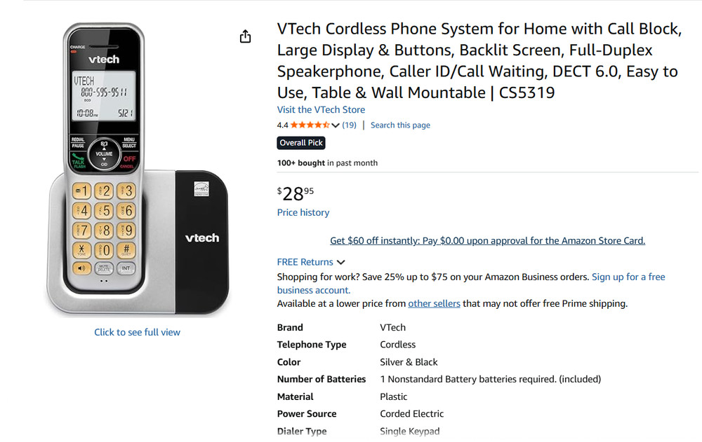 VTech Cordless Phone System with Call Block CS5319