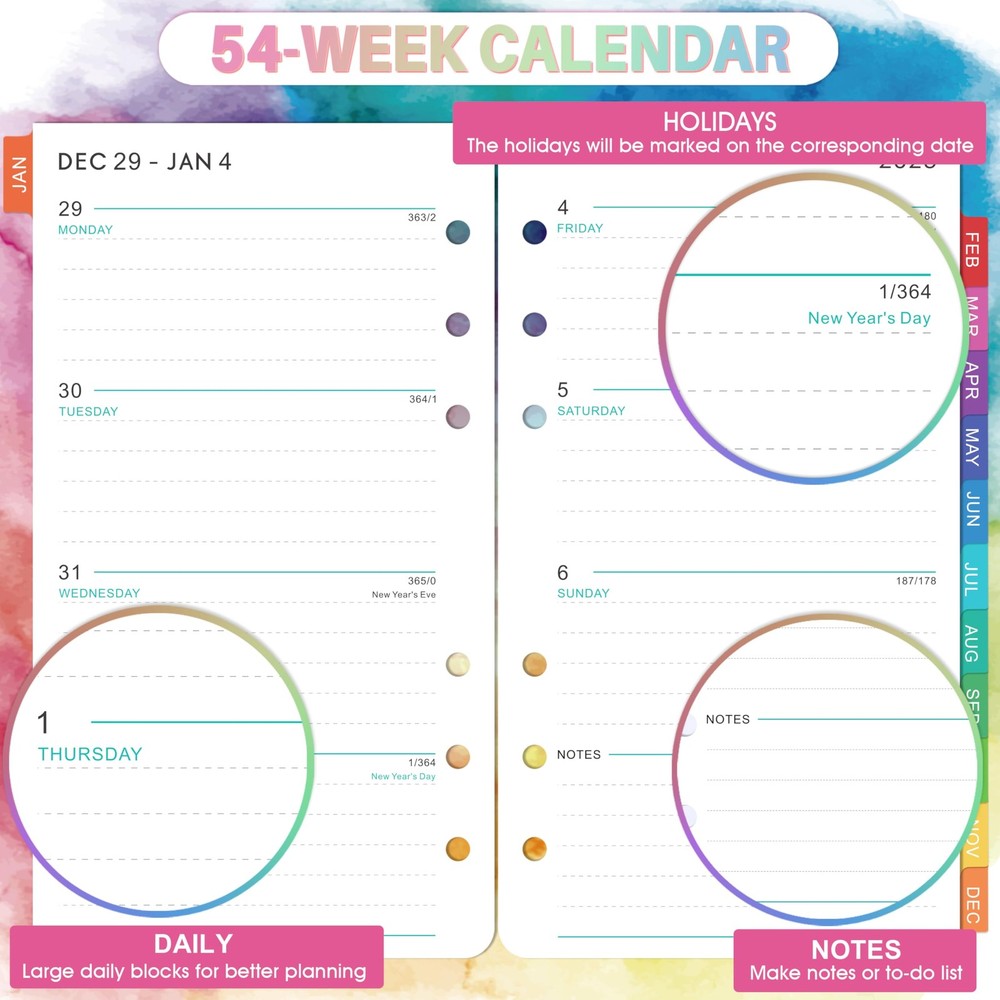 2026 Planner Refills - 2026, Weekly and Small, Multicolored