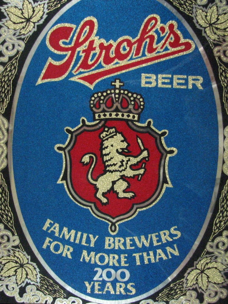 Vintage Stroh's Reverse on Glass Mirror Great Condition