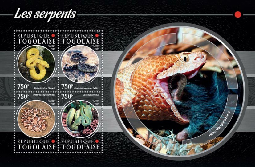 2015 TOGO MNH. SNAKES   Yvert&Tellier Code: 4506-4509  |  Michel Code: 6664-6667