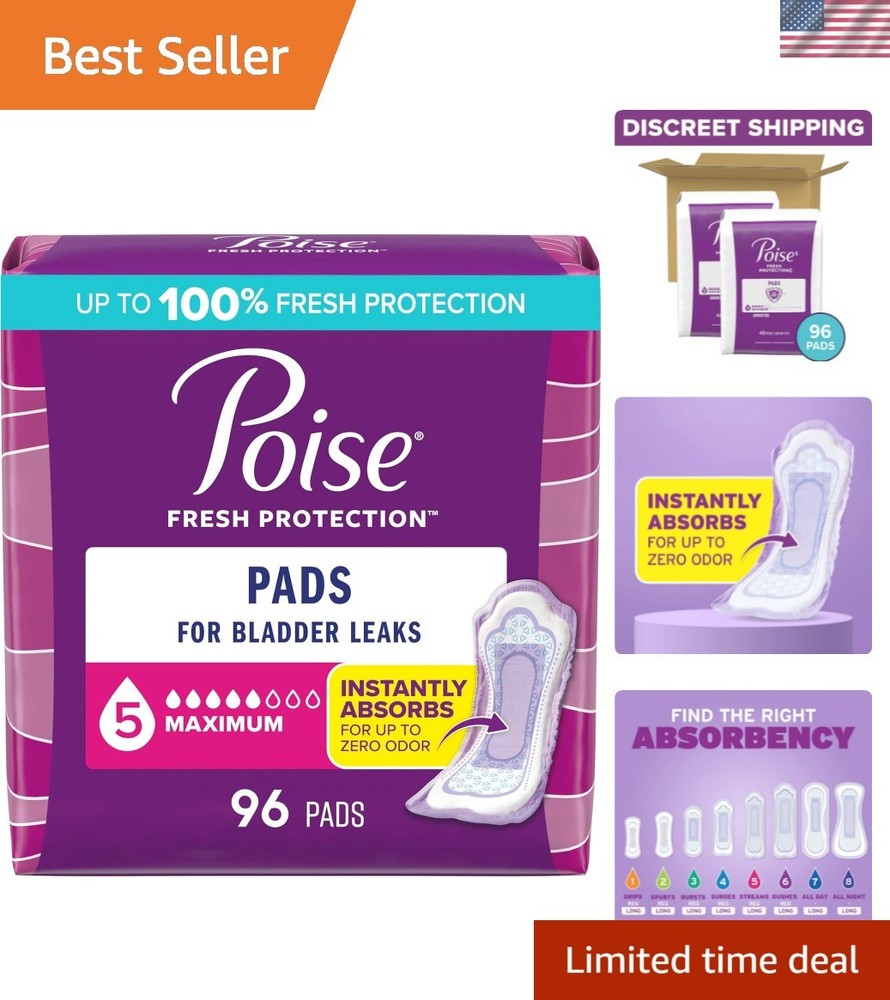 Incontinence & Postpartum Pads for Bladder Leaks, 5 Drop Maximum Absorbency, ...