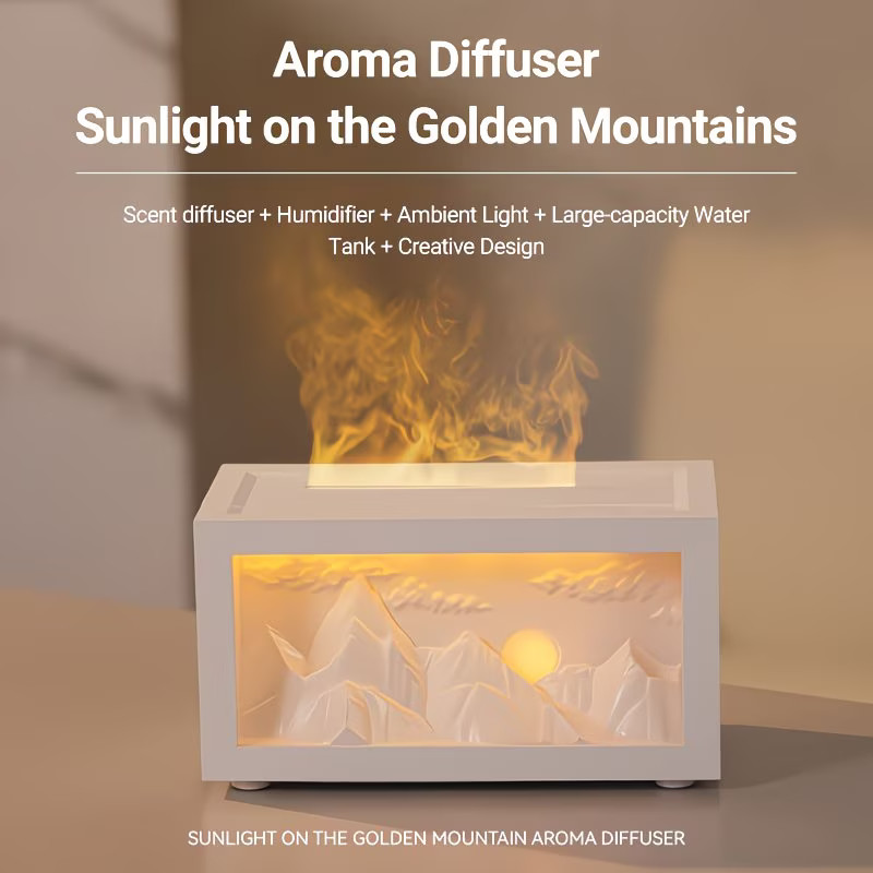 W&O Fireplace Scent Air Diffuser 3-Color LED, Auto Shut-Off Night Light