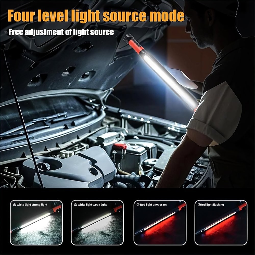 3000LM LED Work Light Rechargeable Magnetic Underhood Work Light with Hooks