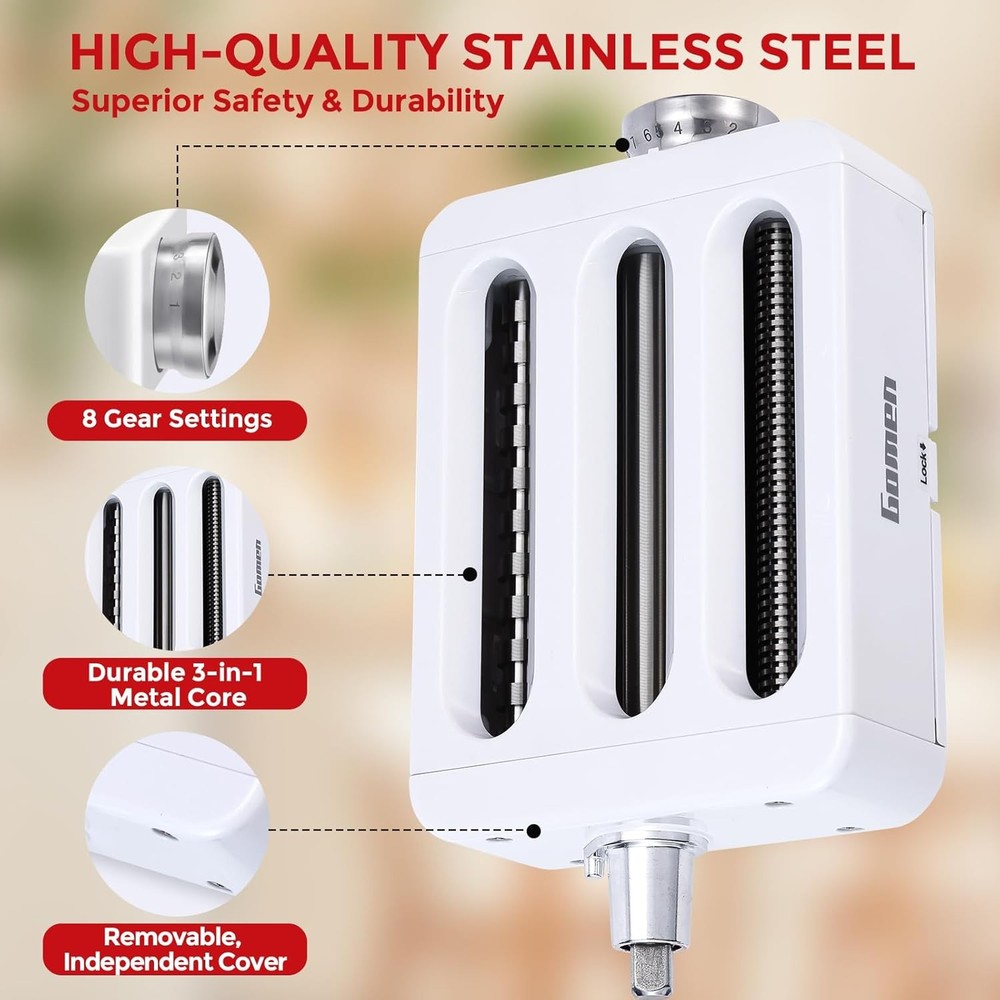 3-in-1 Pasta Maker Attachment KitchenAid Stand Mixer Accessories Quick Install