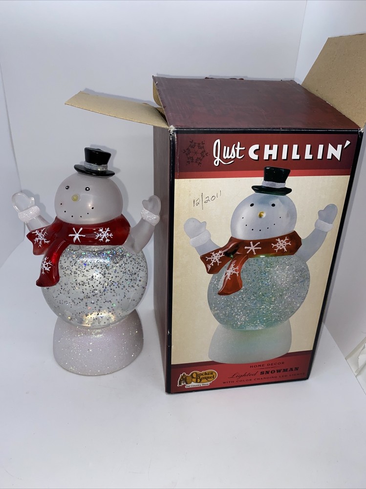 Cracker Barrel~~Lighted Snowman Night Light Just Chillin’ 2011