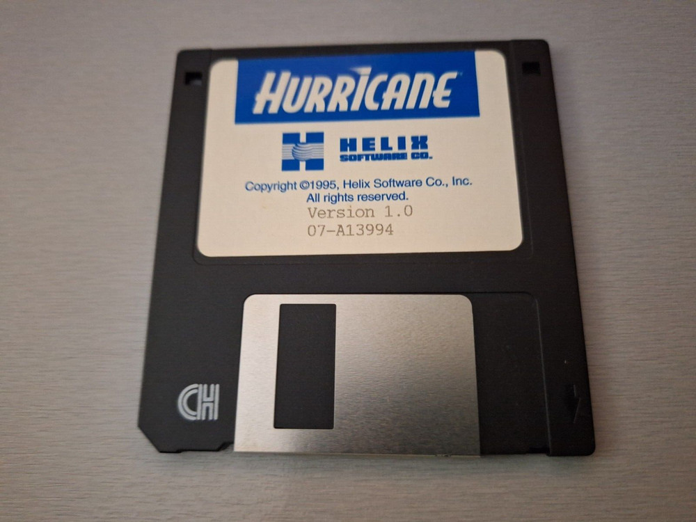 Hurricane version 1.0: Helix vintage 1995 software, Windows enhancer 3.5" floppy