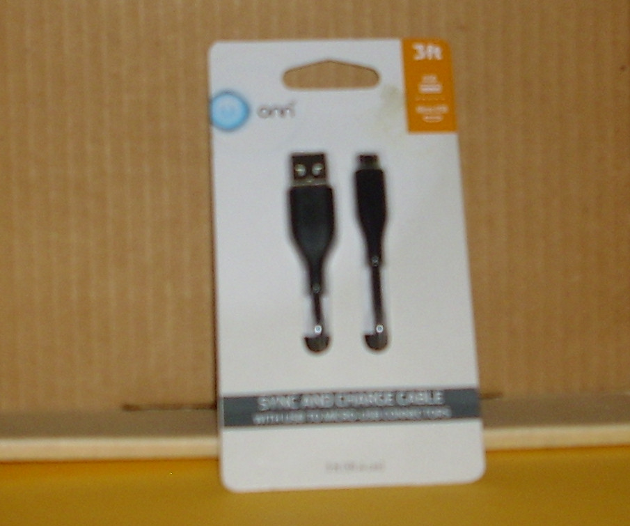 3 Ft. ONN Sync and Charge Cable With Micro-USB Connectors NIP