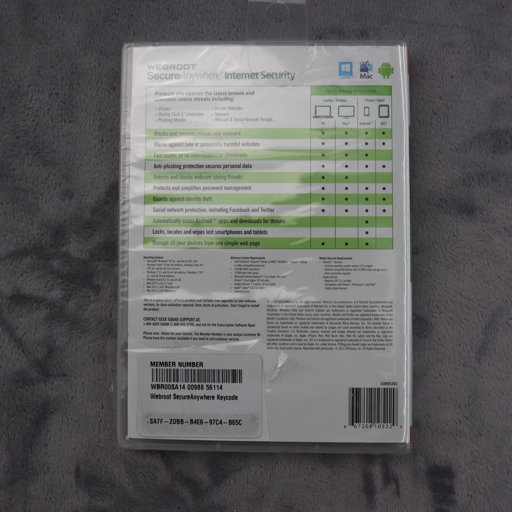 Internet Security Webroot Secure Anywhere PC Mac Mobile Android iOS Best Buy
