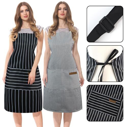 2 Pack Apron - Unisex, Adjustable Bib Kitchen Apron, Cooking Apron, Aprons for