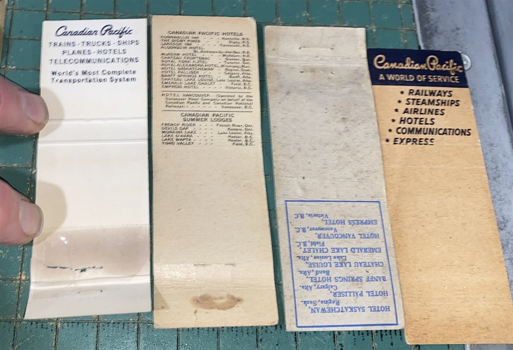 8 different Older Canadian Pacific Railroad Matchbooks