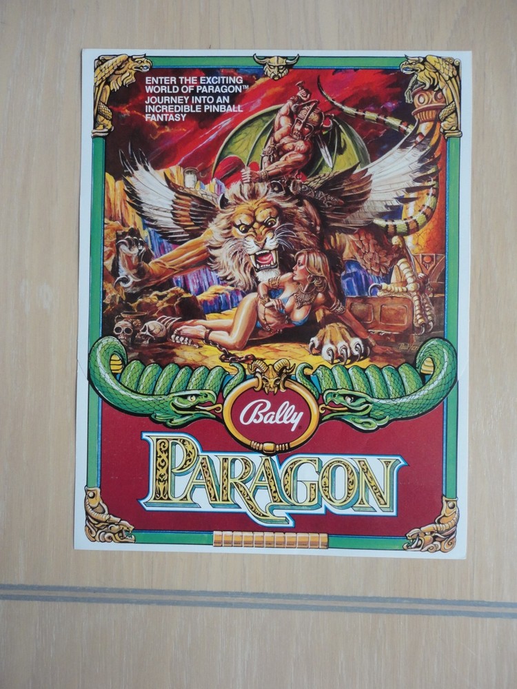 Paragon Pinball Machine Flyer Original Bally Brochure Fold Out