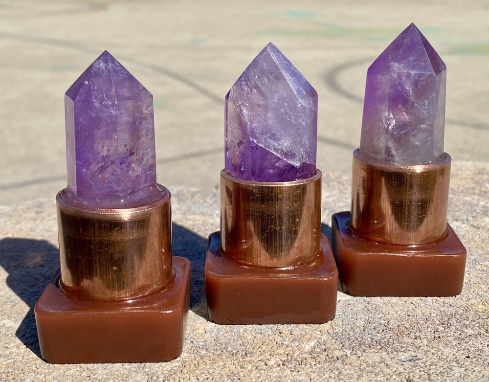 Orgone Mini Cloudbuster Set Amethyst Scepter Point Copper Pipe