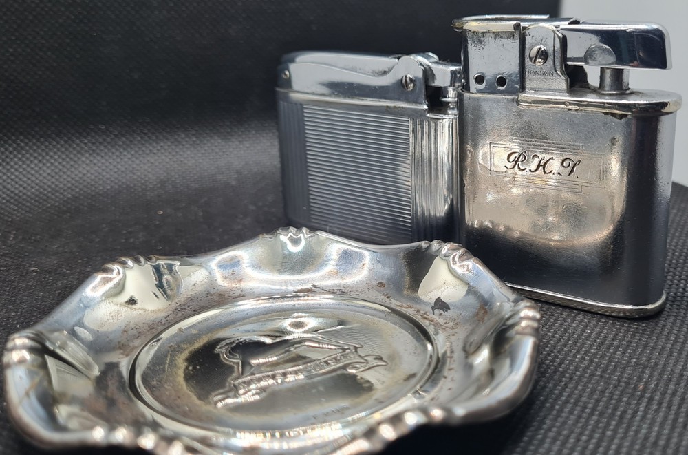 Ronson Whirlwind & Adonis Vintage Lighters + Free 1924 Wembly Exhibition Ashtray