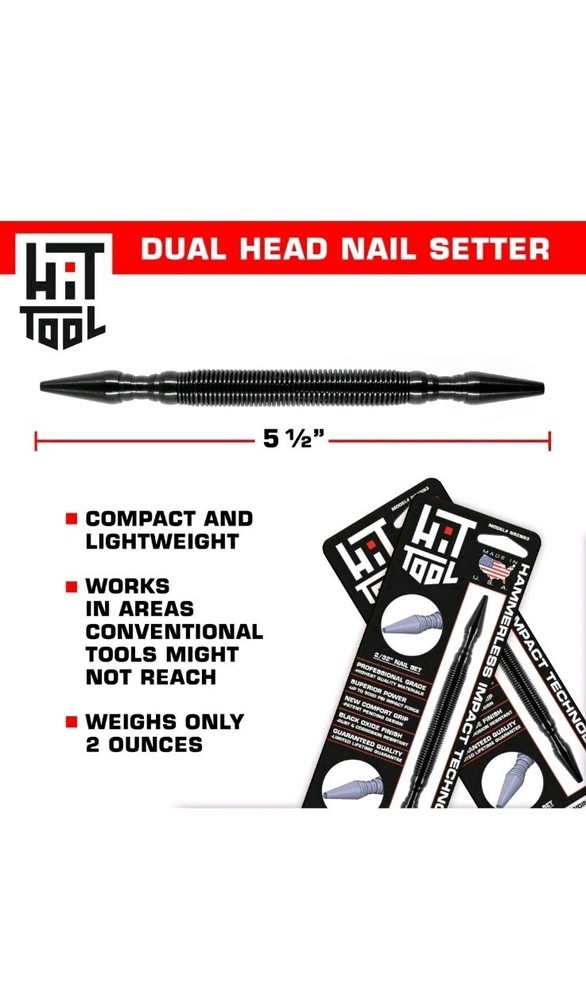 HIT Tool 2/32" (#2) & 3/32" (#3) Nail Set Combination Hammerless Spring Tool