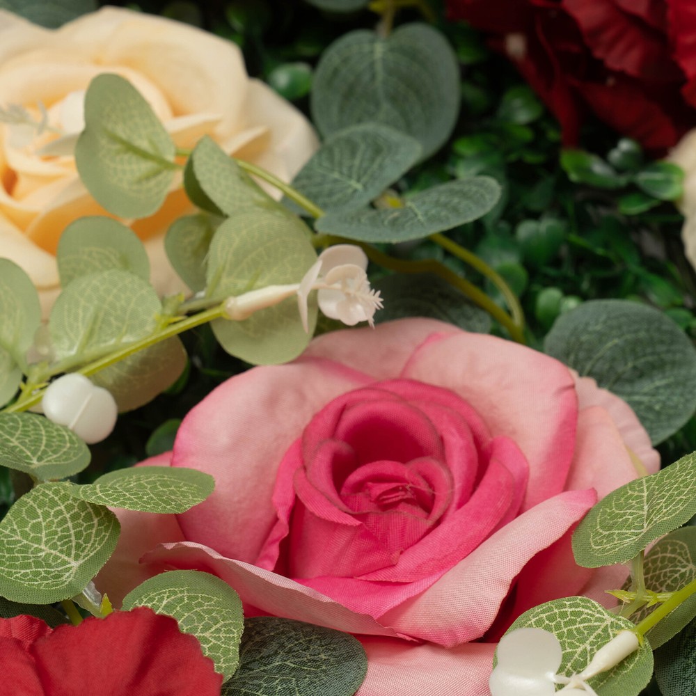 12Pcs Artificial Flower Wall Panel Backdrop Wedding Rose Hydrangea Flower Decor