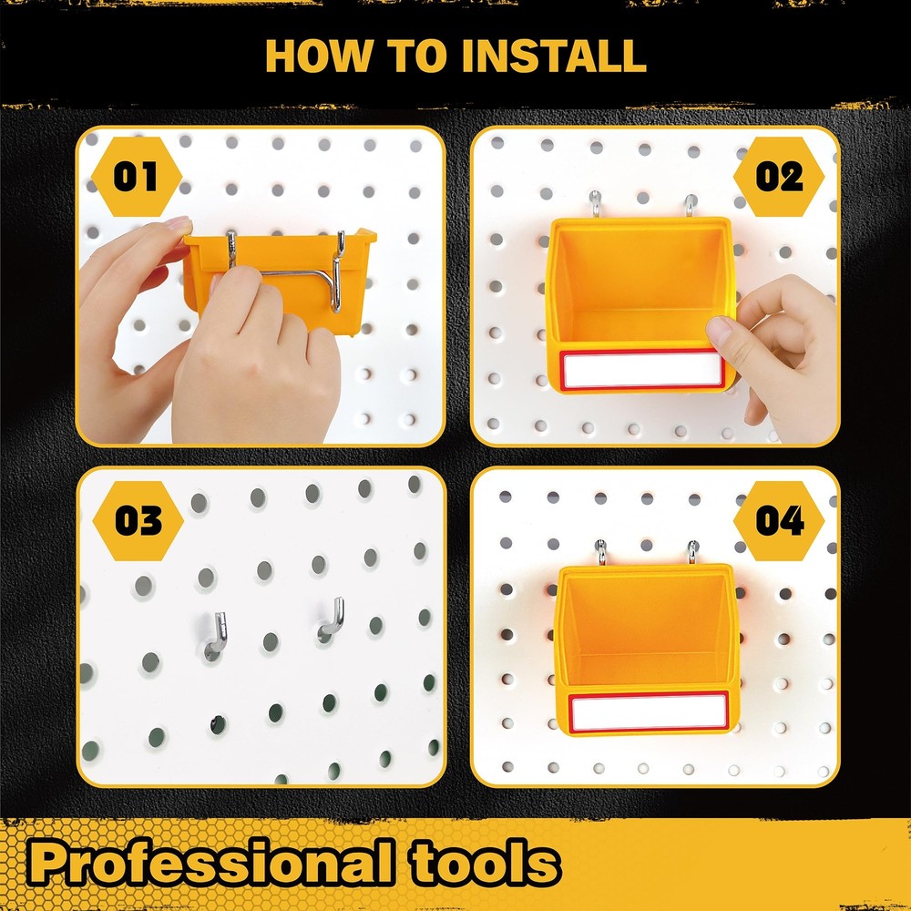 12 Pack Pegboard Bins Kit Storage Tool Workbench Bins Hardware Organizer