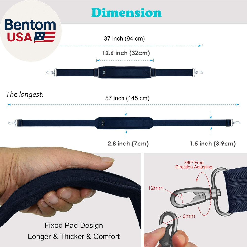 Bag Shoulder Strap, Padded Adjustable Shoulder Strap Replacement