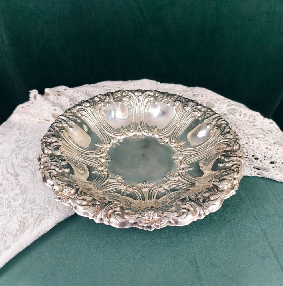 Vintage Silver Decorative Large Plate Bowl