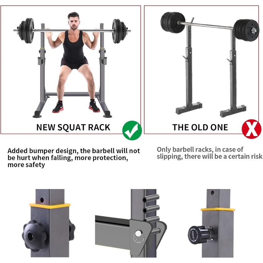 Adjustable Squat Rack,Multi-Function Barbell Rack for Weight Lifting U