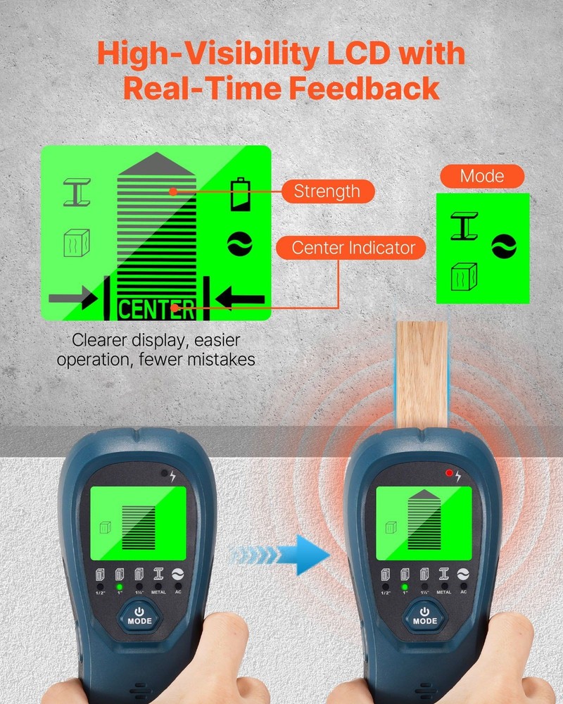 High-Definition Wall Stud Scanner Smart Tech 5 Modes Audio Edge Finding