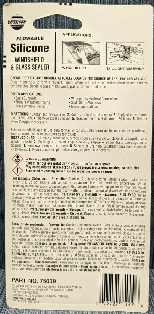 VERSACHEM 75009 - Flowable Windshield Silicone - 1.76 oz.