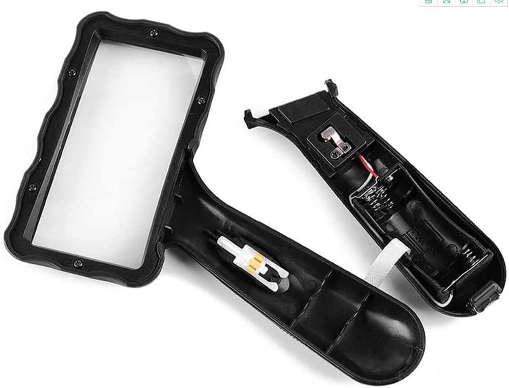 Hand-Held Rectangular Magnifying Glass, LED Light Magnifier, 10X Reading Magnify