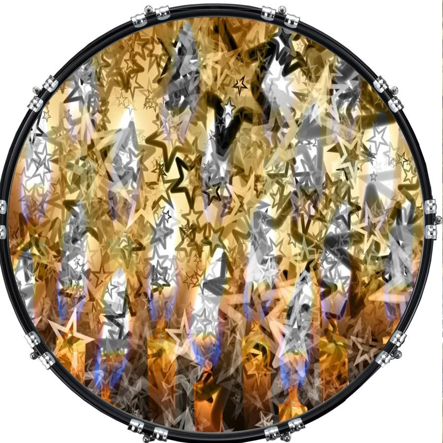 20" Custom Bass Kick Drum Front Head Skin Graphical Abstract Stars