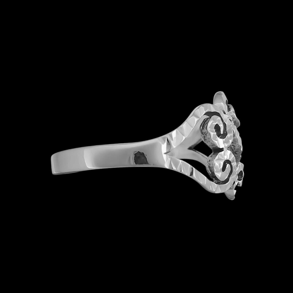 Diamond Cut Swirled Hearts Ring