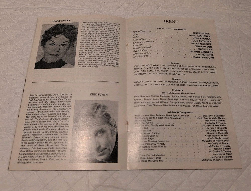 Adelphi Theatre Programme - Irene The Musical Musical - 1977 (B82)*