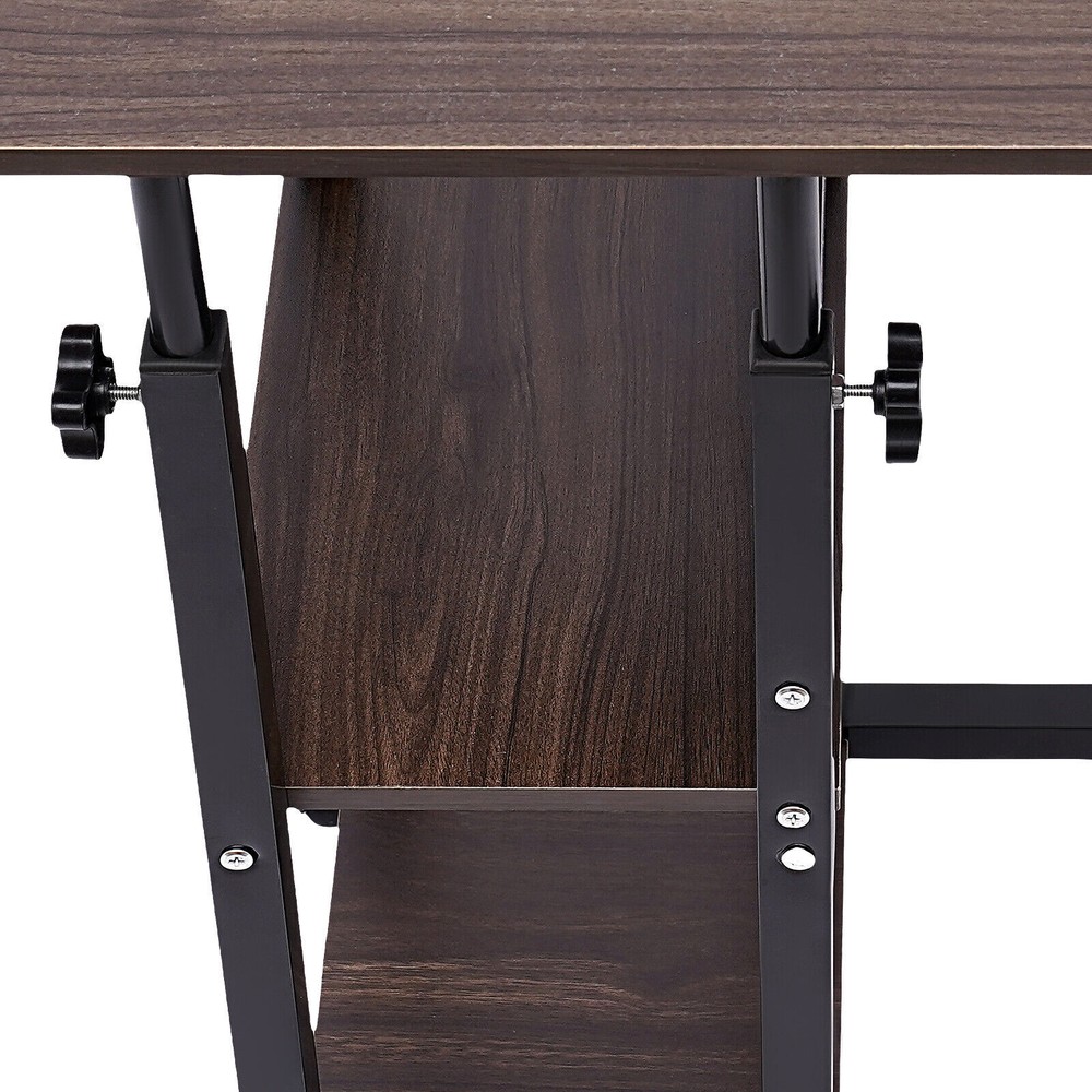 Adjustable C-Shaped Side Table with Wheels for Ergonomic Comfort