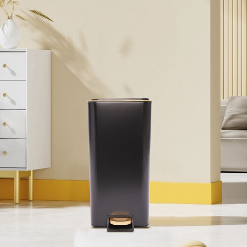 12L Bathroom Trash Can Carbon Steel Step On Kitchen Garbage Bin Step Trash Bin