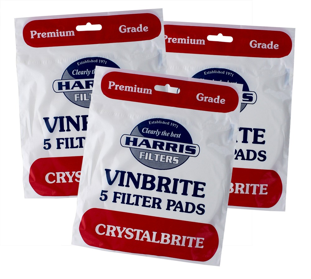 3x Harris Crystalbrite Filter Pads 5-pk Use with Harris Vinbrite MK3 Filter Kit