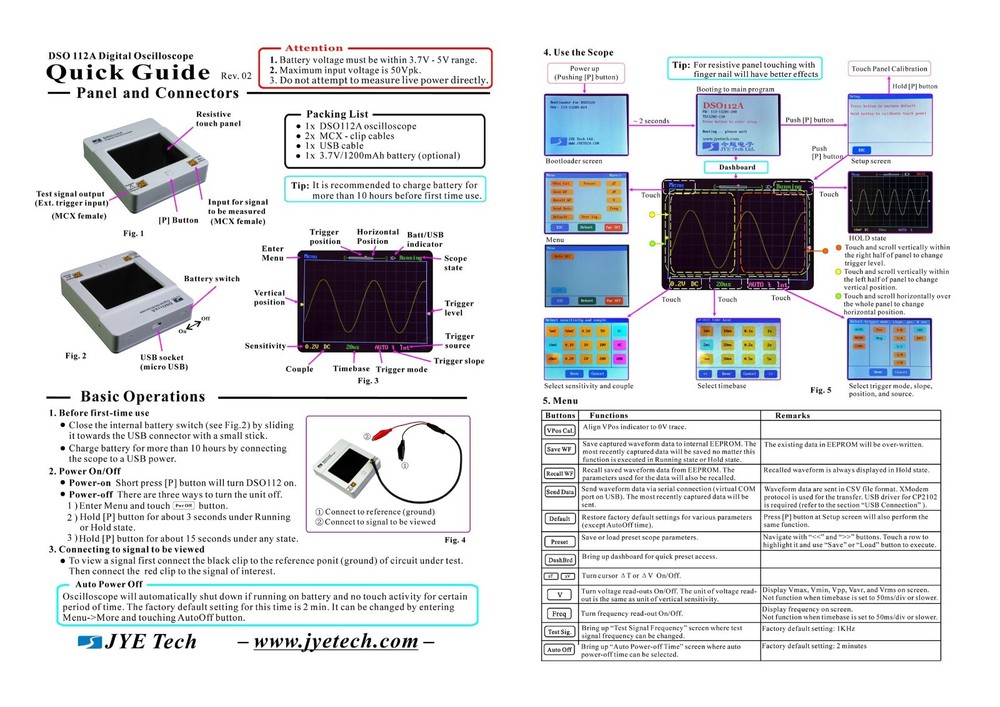 JYETech DSO112A (Coral) Digital Oscilloscope with Battery