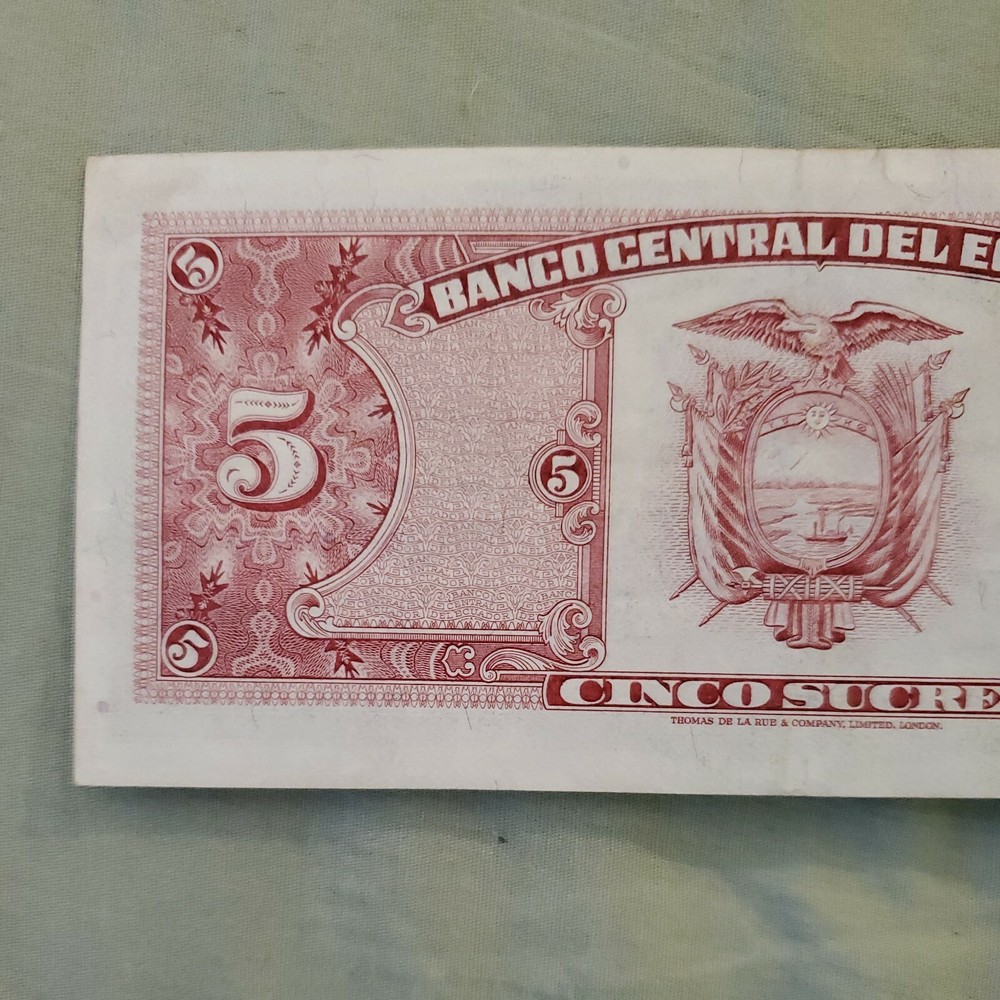 ECUADOR 5 Sucres 27.2.1970 UNC Pick # 93