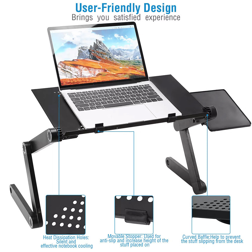 Foldable 360° Adjustable Laptop Table Stand Lap Sofa Bed Tray PC Notebook Desk