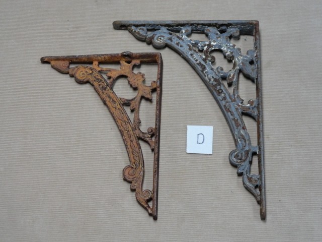 Victorian Cast Iron Shelf Brackets Same Pattern Different Size Original 'D'