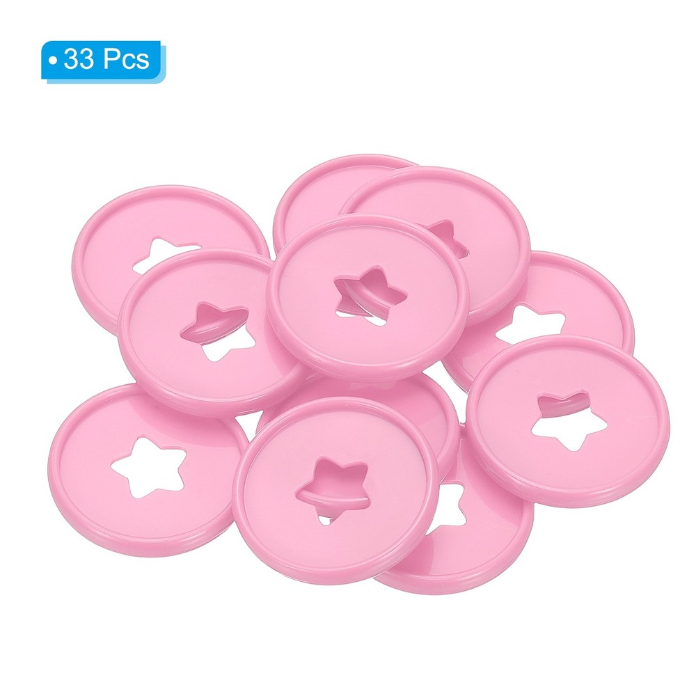 35mm Plastic Book Binding Discs, 33 Pack Expansion Discs Star, Pink